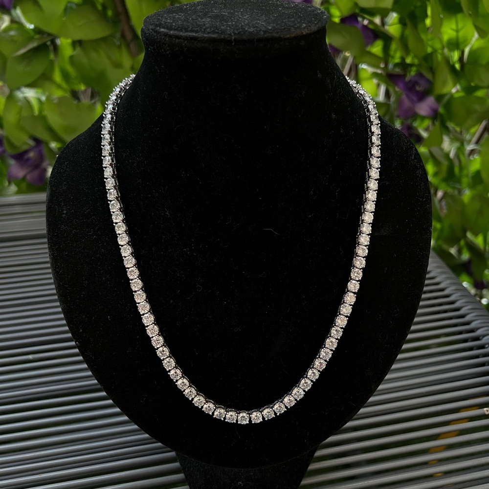 20 inch tennis necklace 4 prong box setting made from cz and Stirling silver